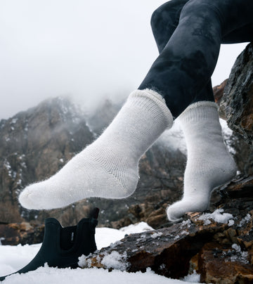 Canadian-made mohair and merino socks in natural colour