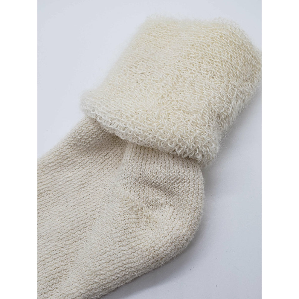 Canadian-made mohair socks with thermal soft loops inside.