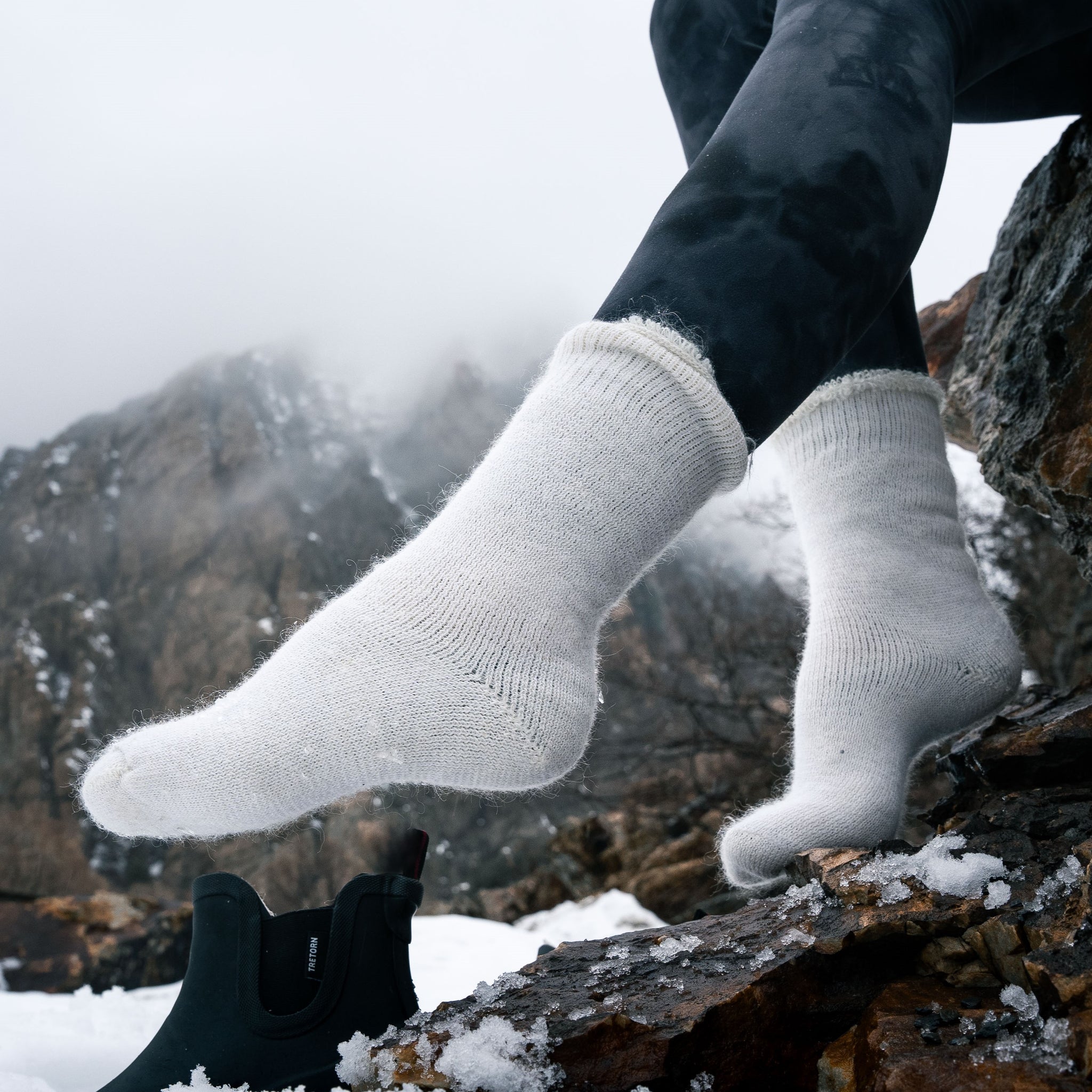 Canadian-made mohair and merino socks in natural colour